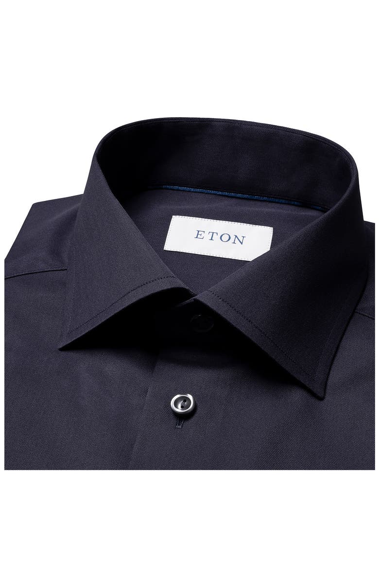 Contemporary Fit Solid Navy Cotton Twill Dress Shirt, Alternate, color, NAVY