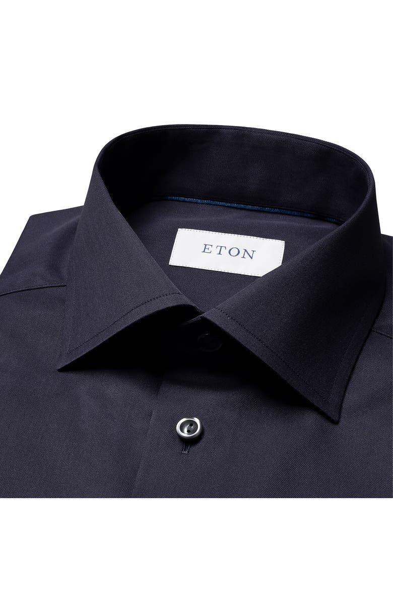 Eton Contemporary Fit Solid Navy Cotton Twill Dress Shirt, Alternate, color, 