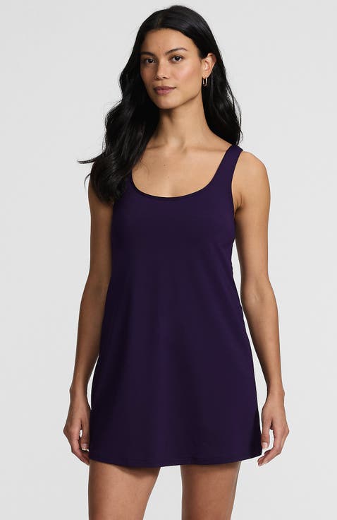 Scoop Neck Mini Swim Dress One Piece Swimsuit