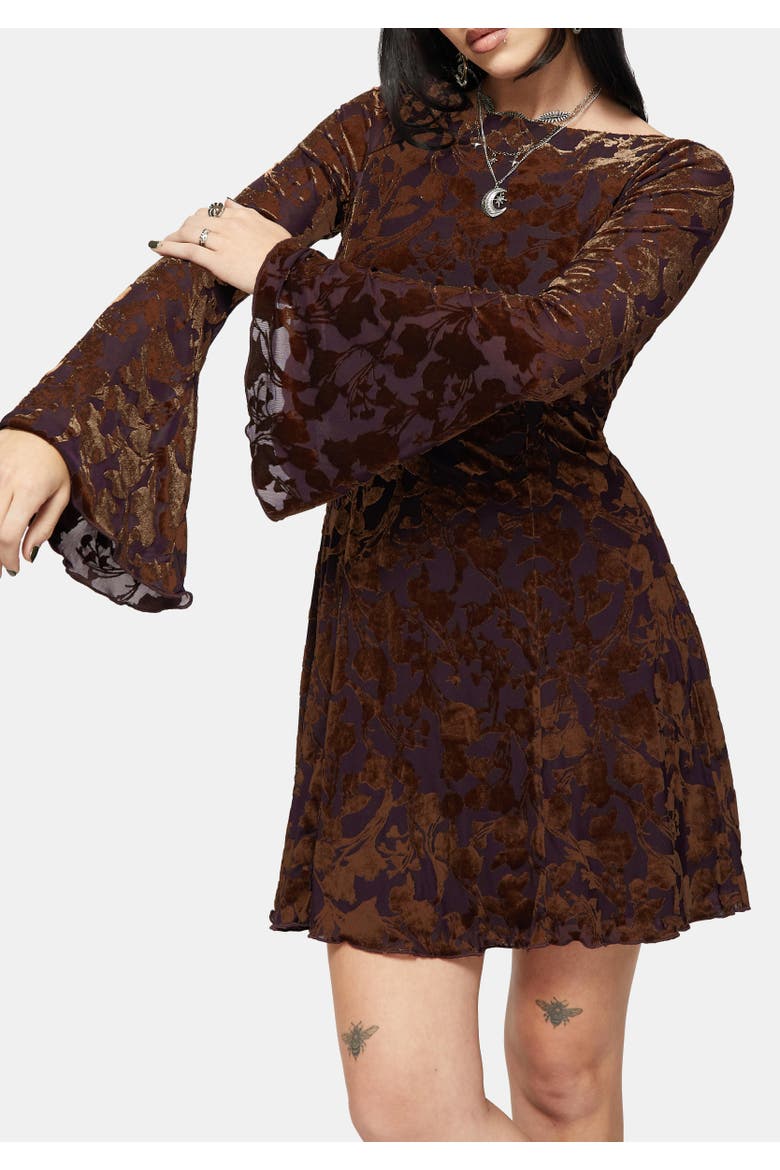 Sienna Devore Cowl Mini Dress, Alternate, color, Orange