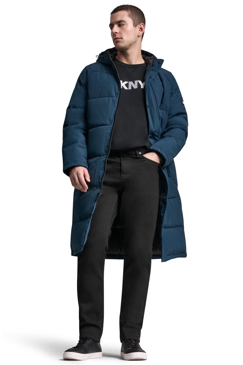 Zip Front Longline Puffer, Alternate, color, BLUE STEEL