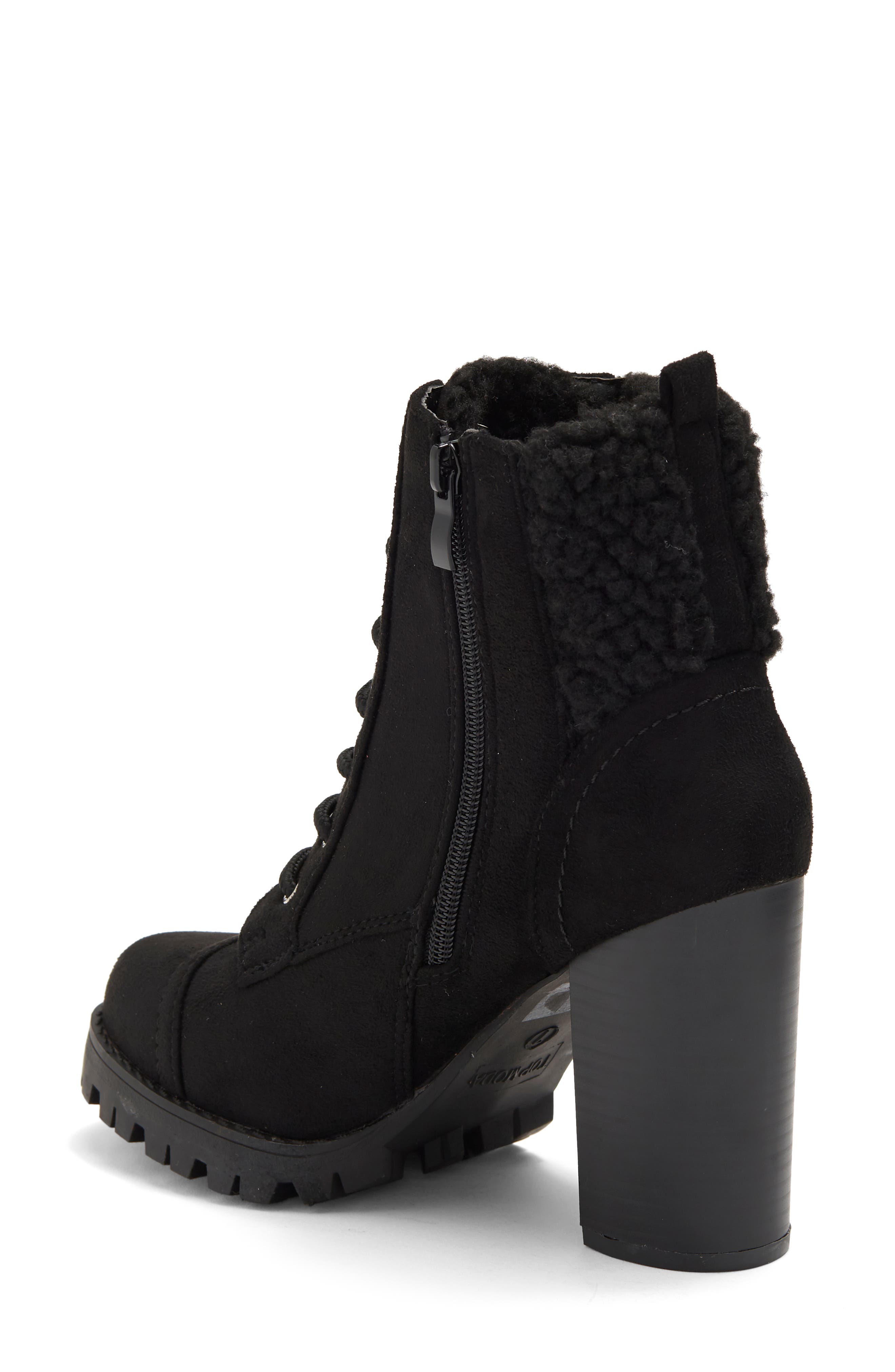 TOP GUY SHOES Sassy Faux Shearling Cuff Lug Sole Bootie, Alternate, color, 
