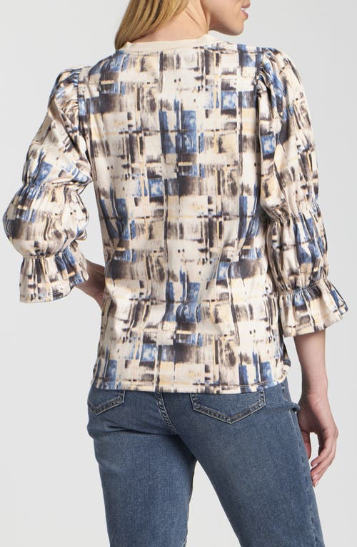Apny Geo Print V-neck Shirt In Multi
