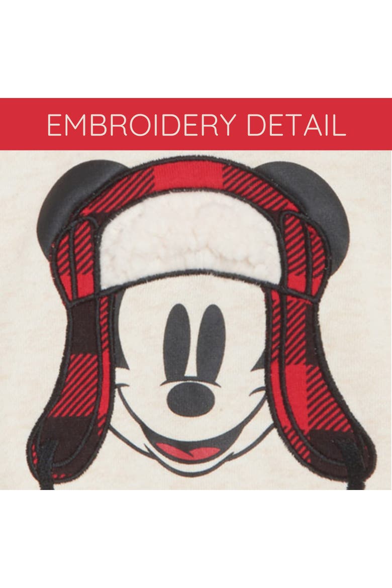 Mickey Mouse Holiday Fleece Hooded Pullover, Alternate, color, Oatmeal Mickey Plaid