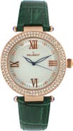Peugeot Stylish Crystal Bezel Textured Dial Leather Watch- 38MM