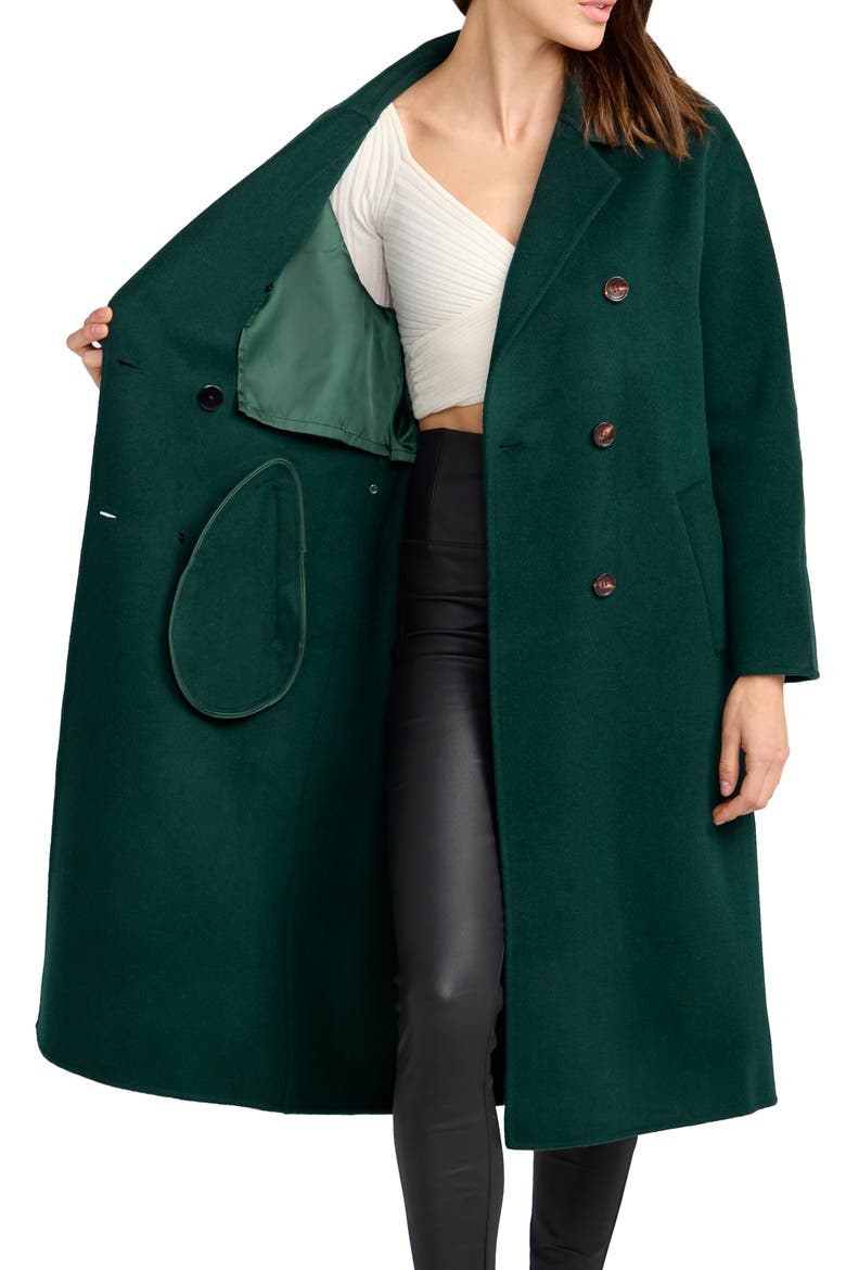 Standing Still Belted Wool Blend Coat, Alternate, color, DARK GREEN