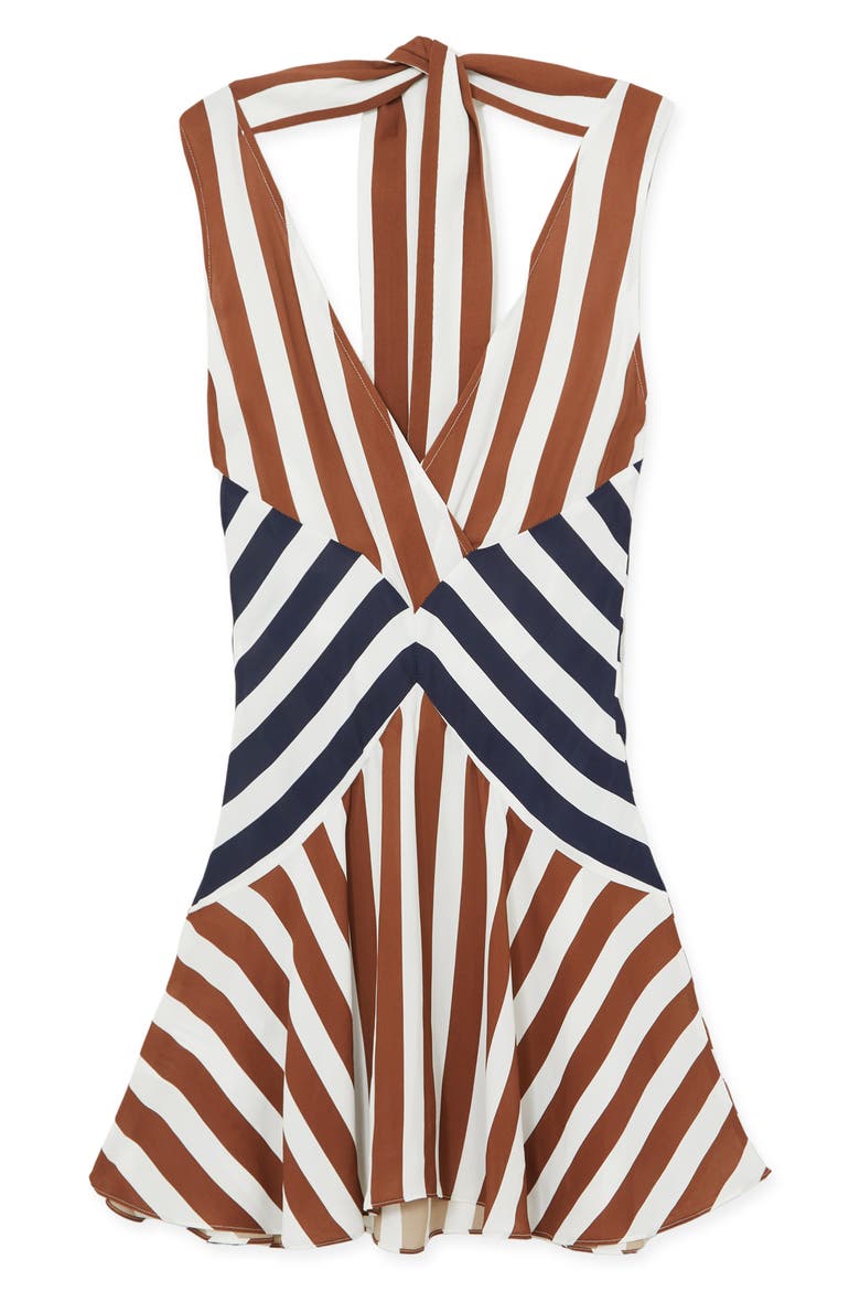 Esme Halter Dress, Alternate, color, BROWN/NAVY