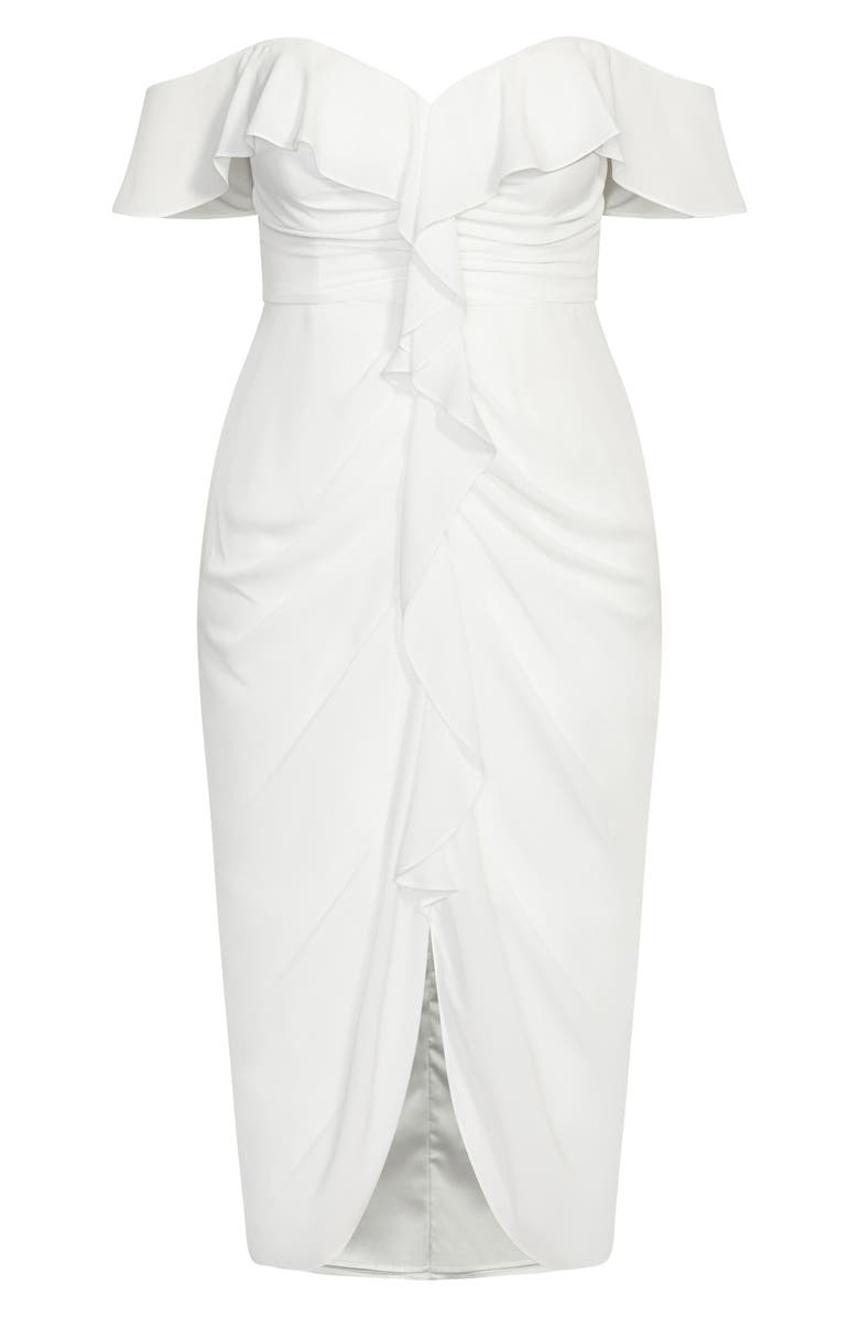 City Chic Va Va Voom Ruched Ruffle Dress, Alternate, color, 