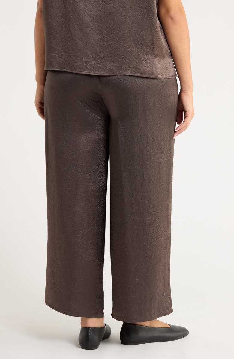 Eileen Fisher Crinkle Satin Wide Leg Ankle Pants, Alternate, color, Rye