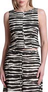 Avec Les Filles Zebra Print Boat Neck Button Front Tank