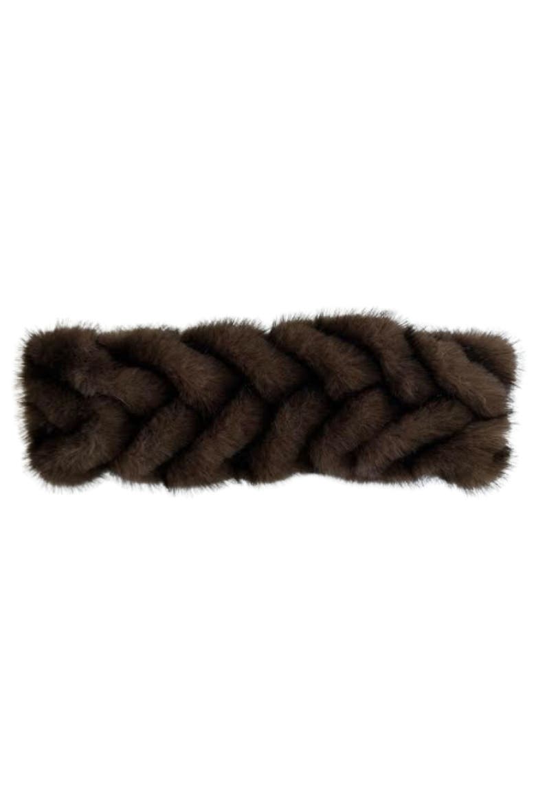 Braided Faux Fur Headband, Main, color, BROWN