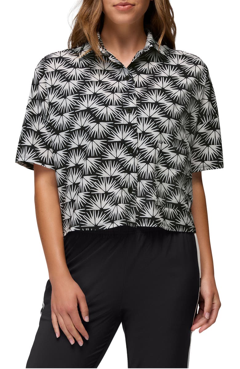 prAna Railay Crop Button-Up Shirt, Main, color, Black Sunburst