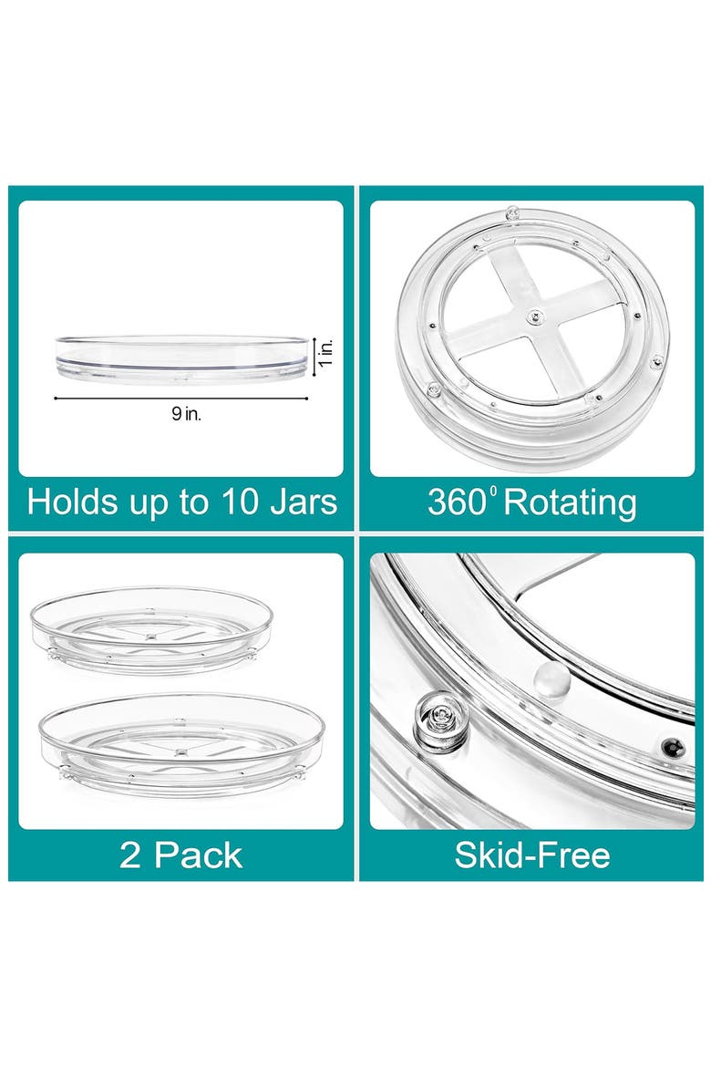 4-Pack Flat Clear Lazy Susan Turntables, Alternate, color, CLEAR