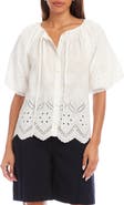 Karen Kane Eyelet Embroidered Cotton Button-Up Top