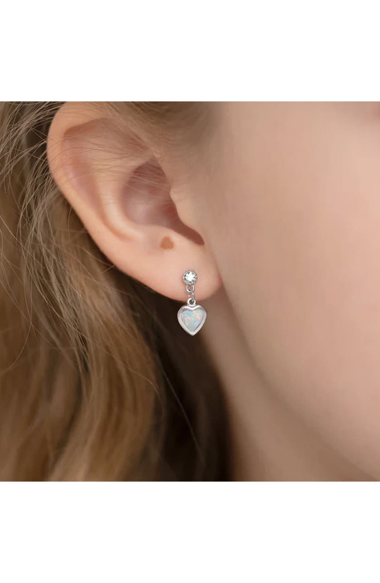 In Season Jewelry Simulated Opal Heart Dangle Earrings, Alternate, color, White