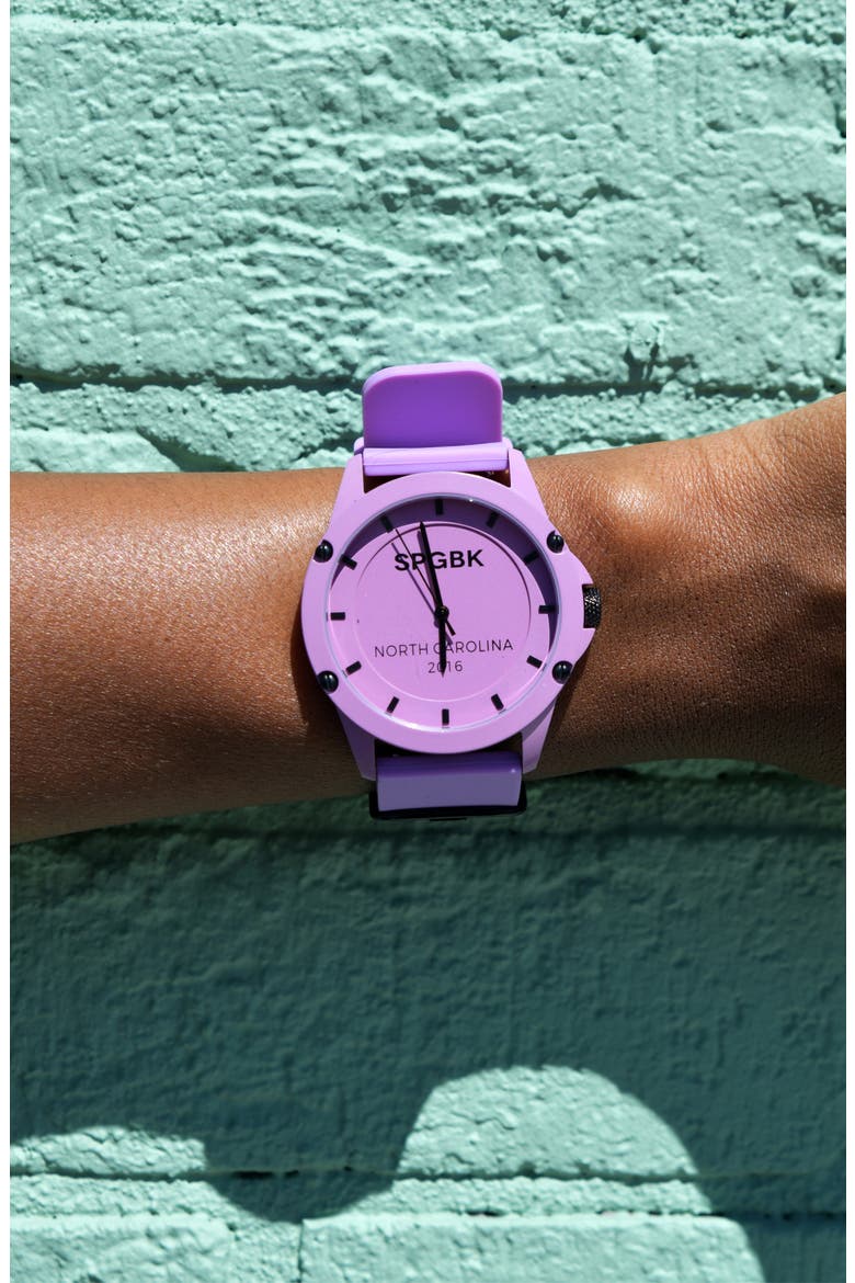 Seabrook Silicone Strap Watch, 44mm, Alternate, color, LAVENDER