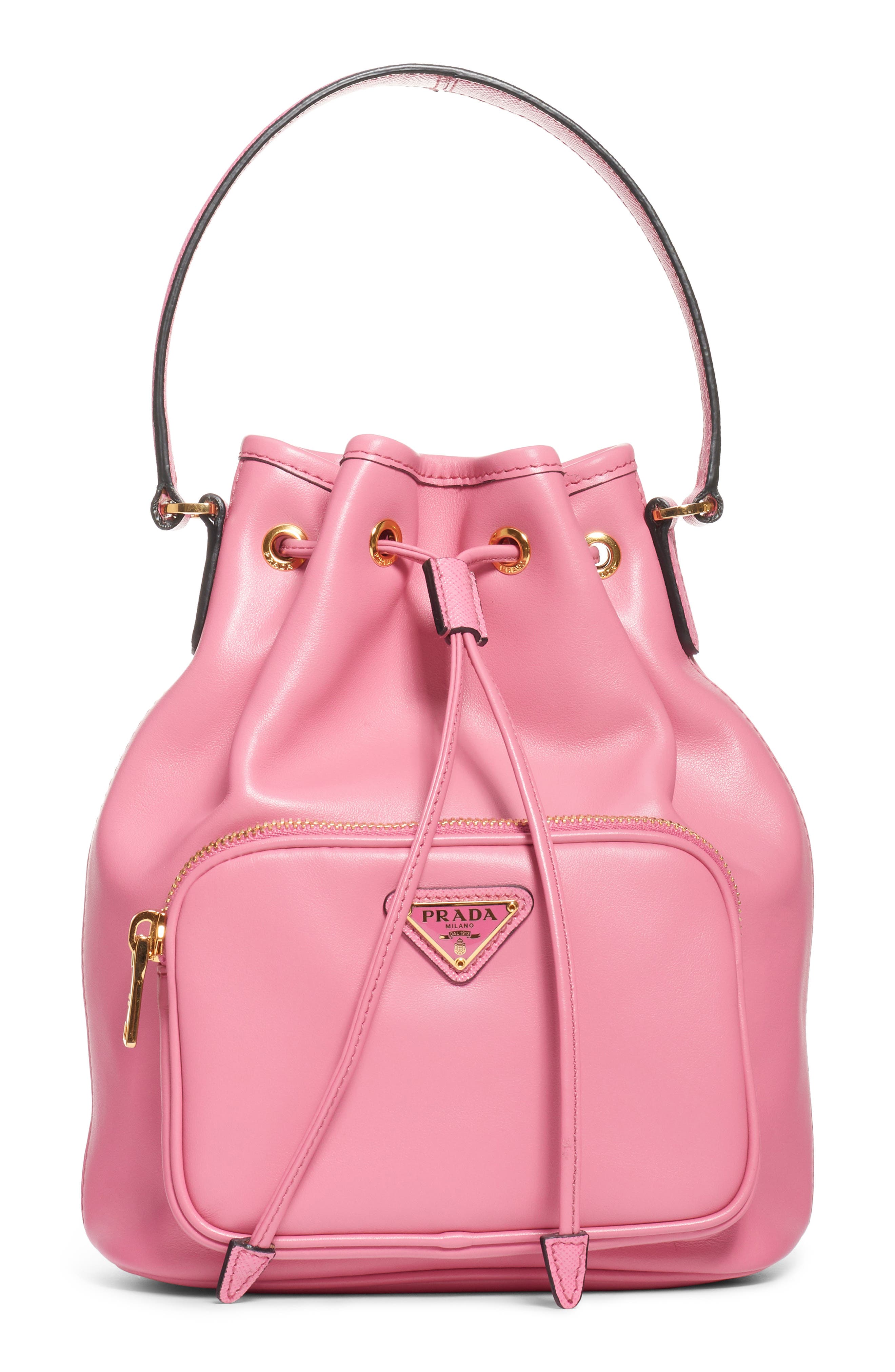 Prada Leather Bucket Bag, Main, color, 