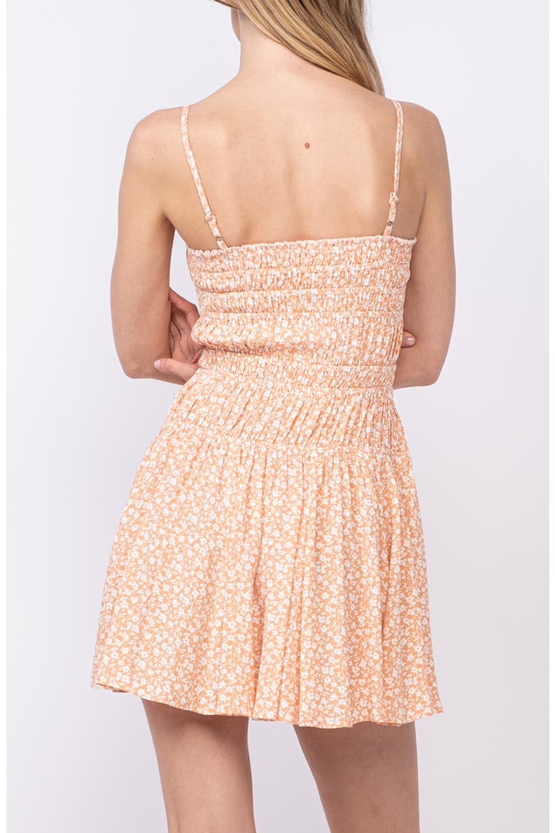 Ditsy Floral Shirred Fit & Flare Minidress, Alternate, color, PEACH