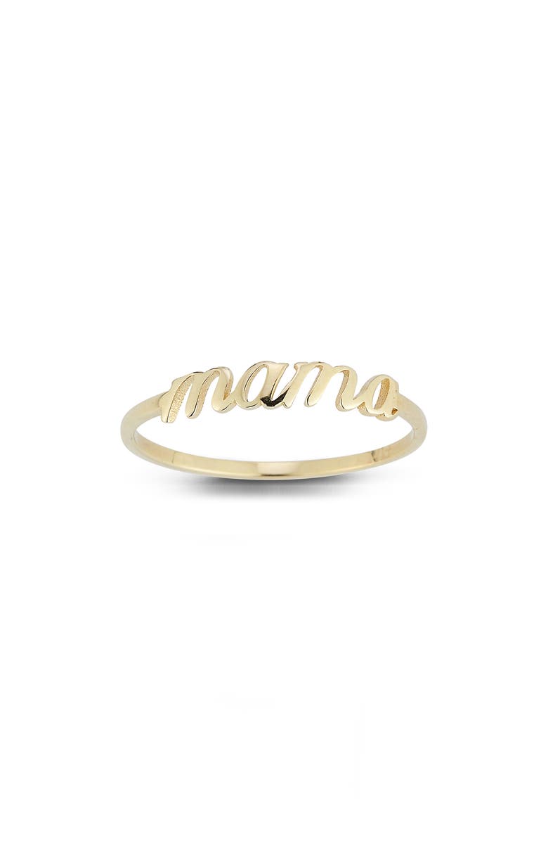Ember Fine Jewelry 14K Gold Mama Script Ring, Main, color, Gold