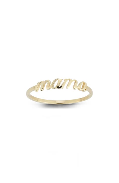 14K Gold Mama Script Ring