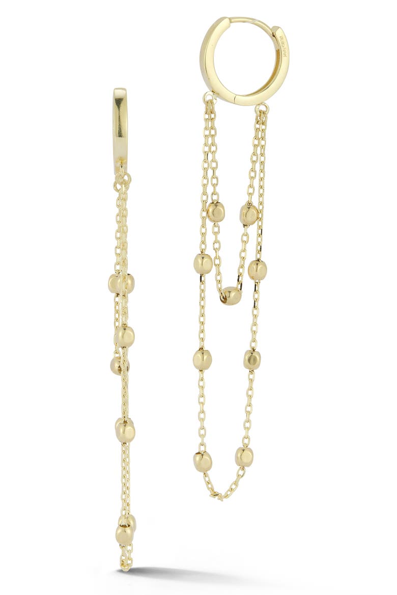 14K Gold Chain Huggie Hoop Earrings, Main, color, GOLD