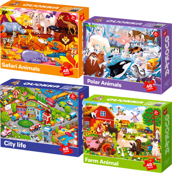 Quokka Kids Jigsaw Puzzles Shimmer & Animal Puzzle Set - 48 Piece