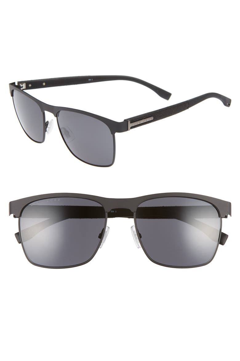 57mm Rectangle Sunglasses, Main, color, MATTE BLACK
