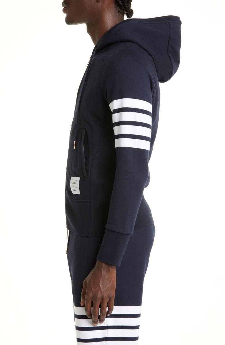 Classic 4-Bar Zip Cotton Hoodie