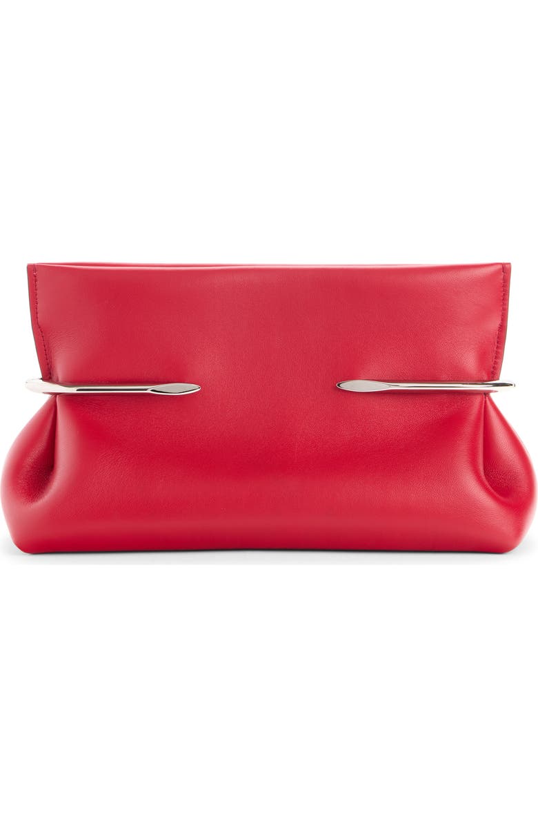 Givenchy Pinch Soft Leather Clutch, Alternate, color, Equestrian Red