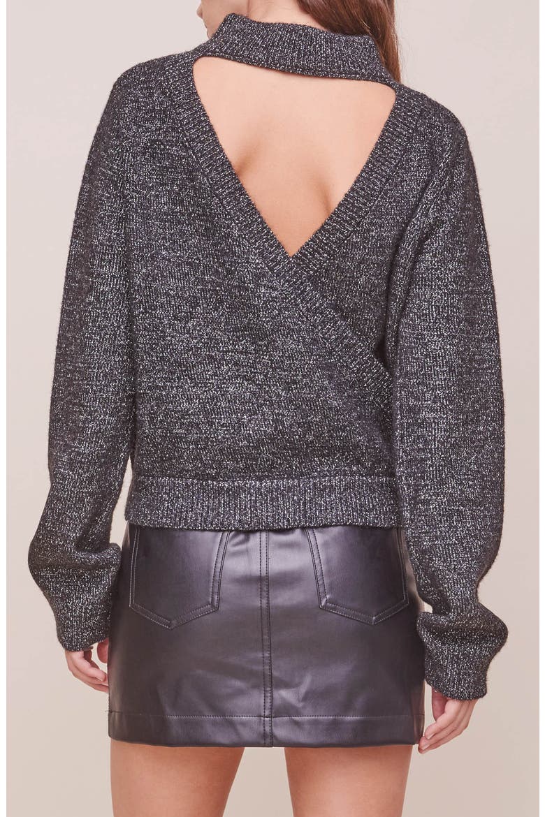 Arabella Mock Neck Sweater, Alternate, color, BLACK-SILVER