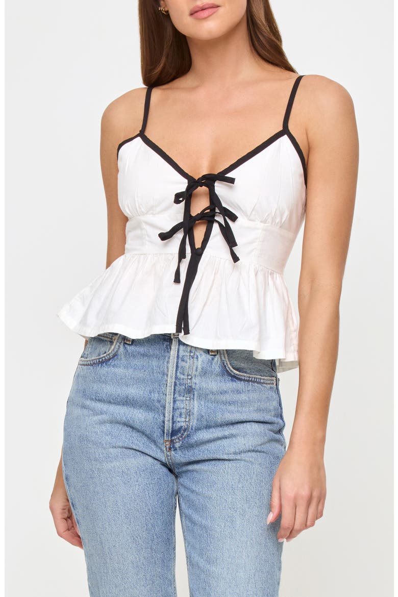 Agnes Tie Front Cover-Up Tank, Main, color, CREAM/ BLACK