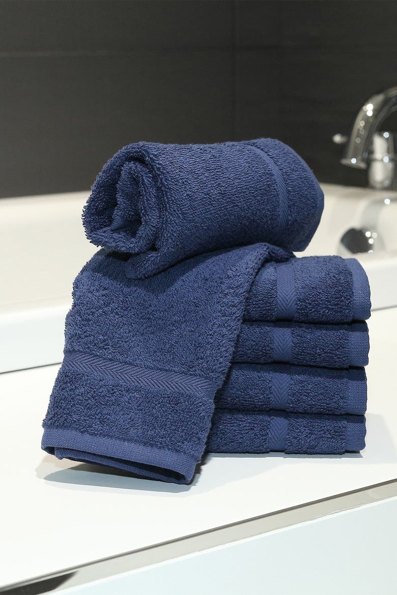 Denzi Washcloths - Set of 6 - Twilight Blue, Alternate, color, TWILIGHT BLUE