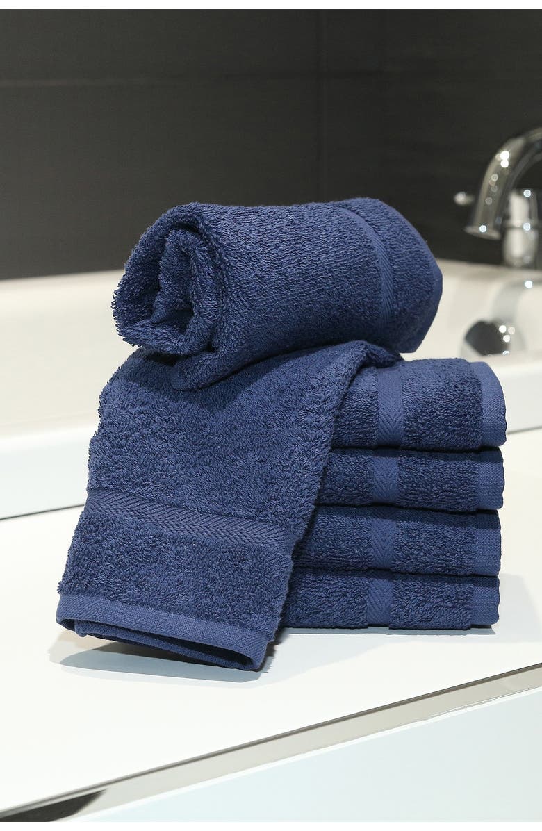 Linum Home Textiles Denzi Washcloths - Set of 6 - Twilight Blue, Alternate, color, Twilight Blue