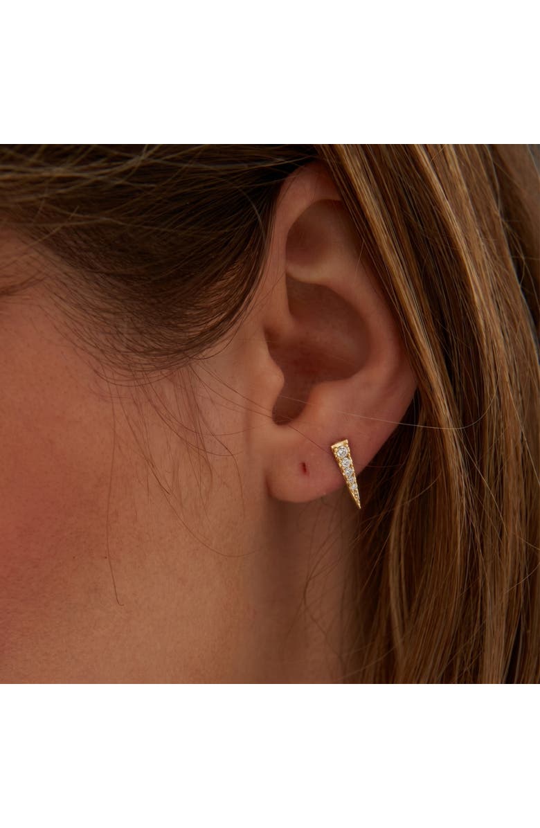 Spero London Long Pave Dagger Stud Earrings, Alternate, color, Gold