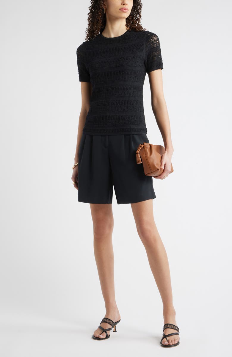 Nordstrom Pointelle Knit Crewneck Sweater, Alternate, color, Black