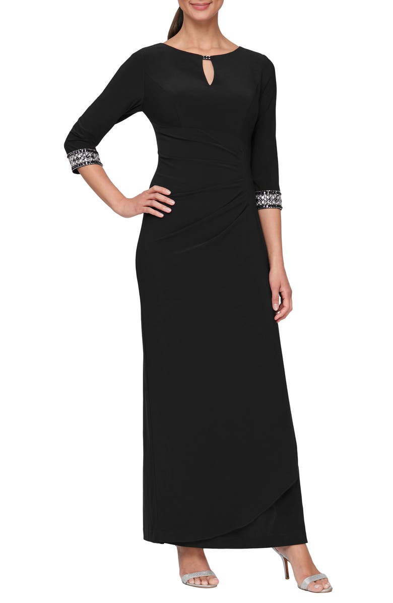 Alex Evenings Embellished Side Ruched Gown, Main, color,