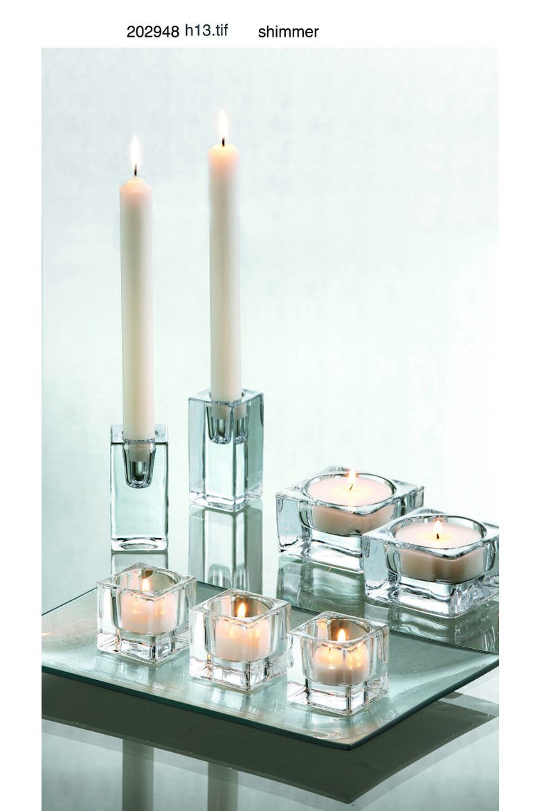 Chunky Clear Glass Square Taper Candle Holder Decorative, Alternate, color, Clear