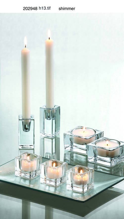 Tag Chunky Clear Glass Square Taper Candle Holder Decorative In Transparent