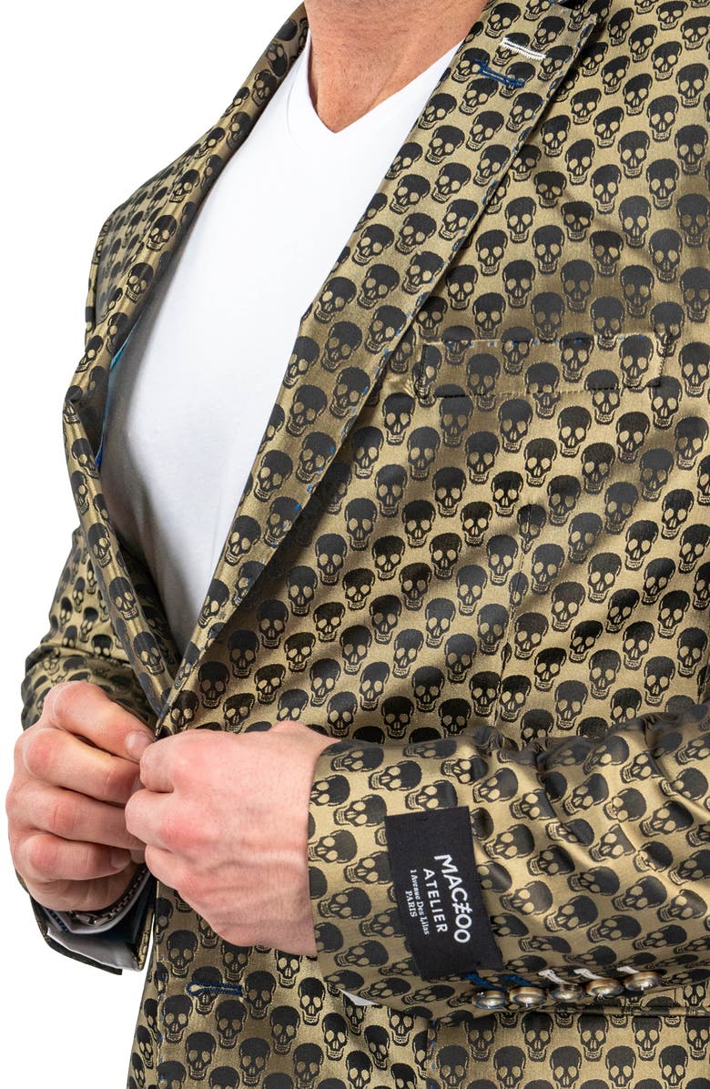 Maceoo Skullrepeat Green Jacquard Blazer, Alternate, color, Green