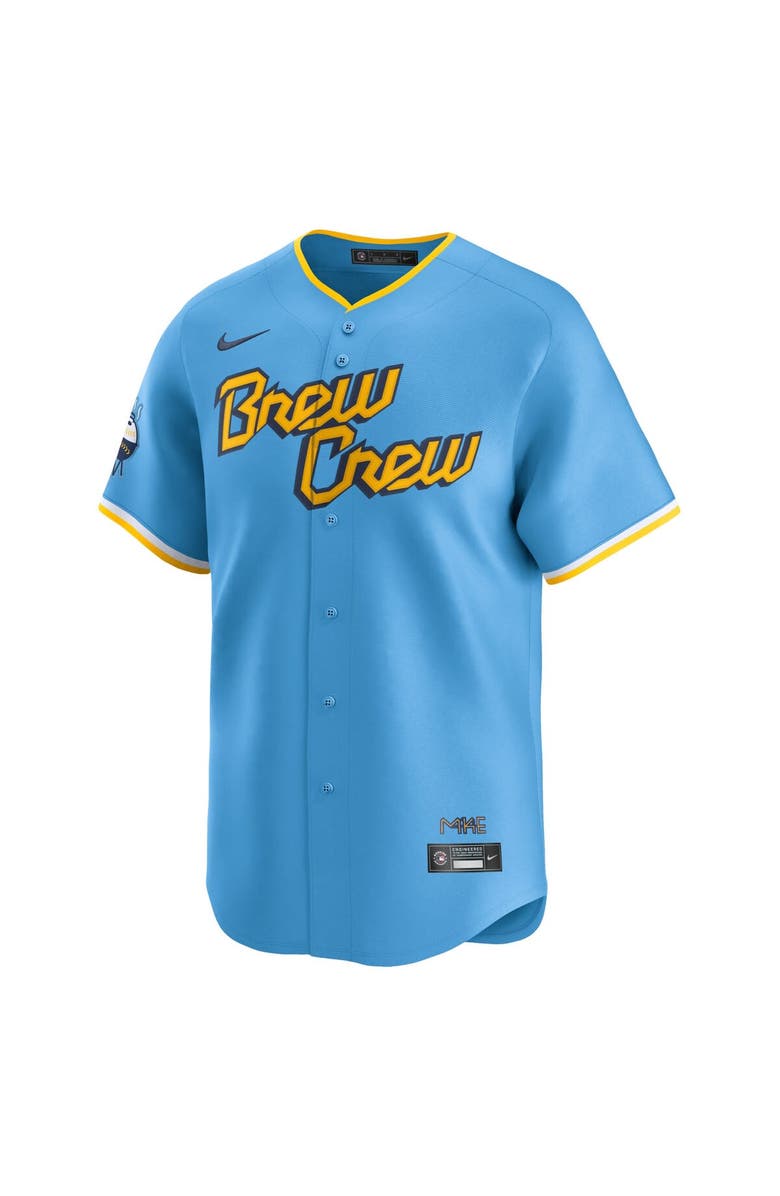 Nike Men's Nike Christian Yelich Powder Blue Milwaukee Brewers City Connect Limited Player Jersey, Alternate, color, Powder Blue