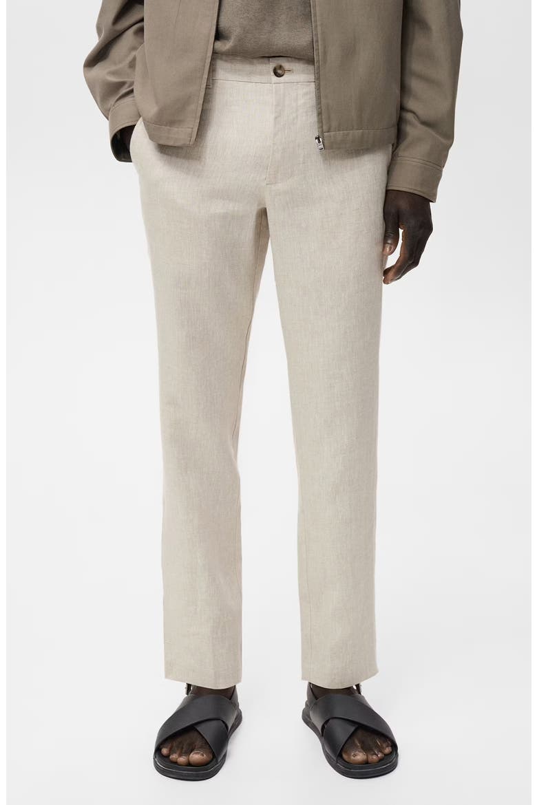 Slim Fit Flat Front Linen Pants, Main, color, ECRU