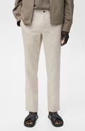 MANGO Slim Fit Flat Front Linen Pants