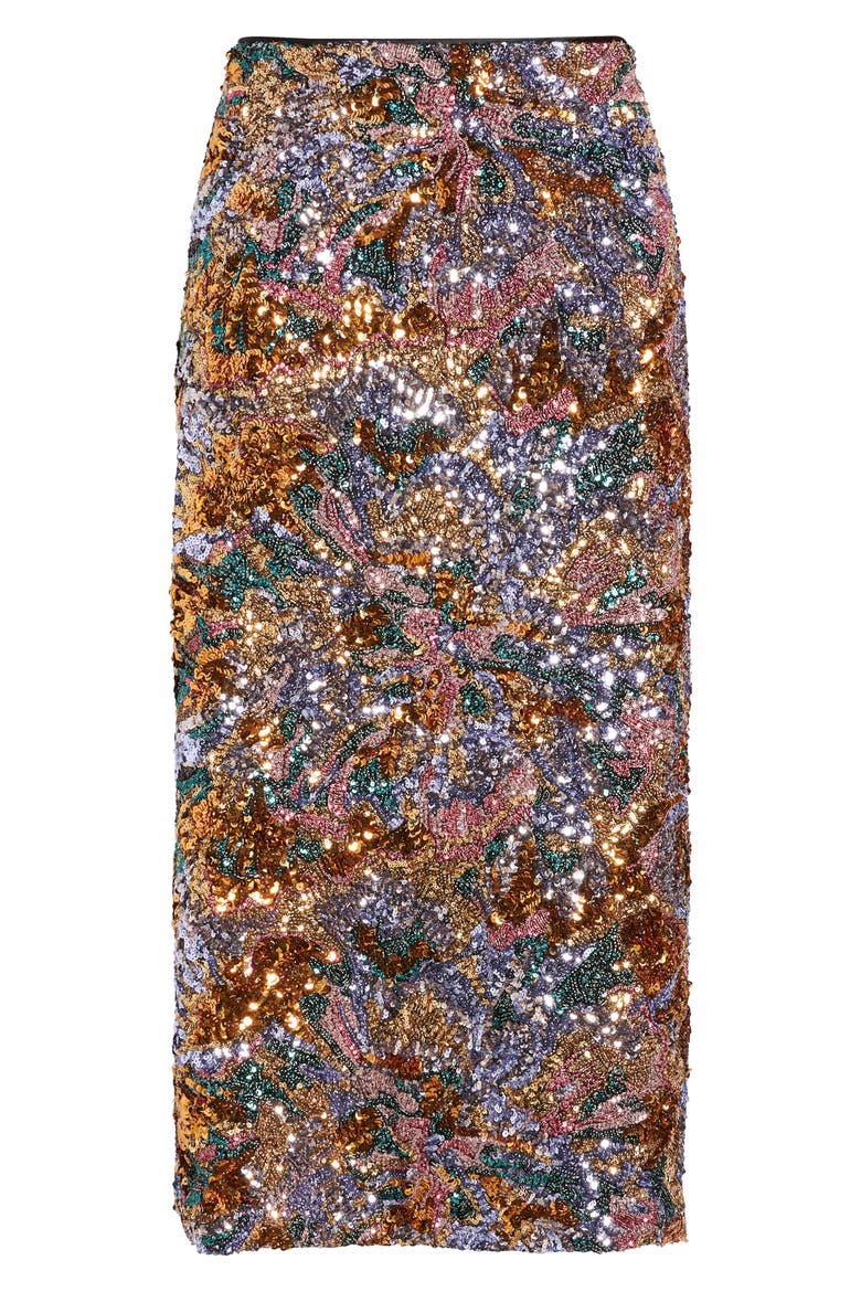 The Adrianne Sequin Midi Skirt, Alternate, color, ABSTRACT FLORAL SEQUIN
