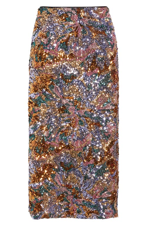 Elie Tahari The Adrianne Sequin Midi Skirt In Multi