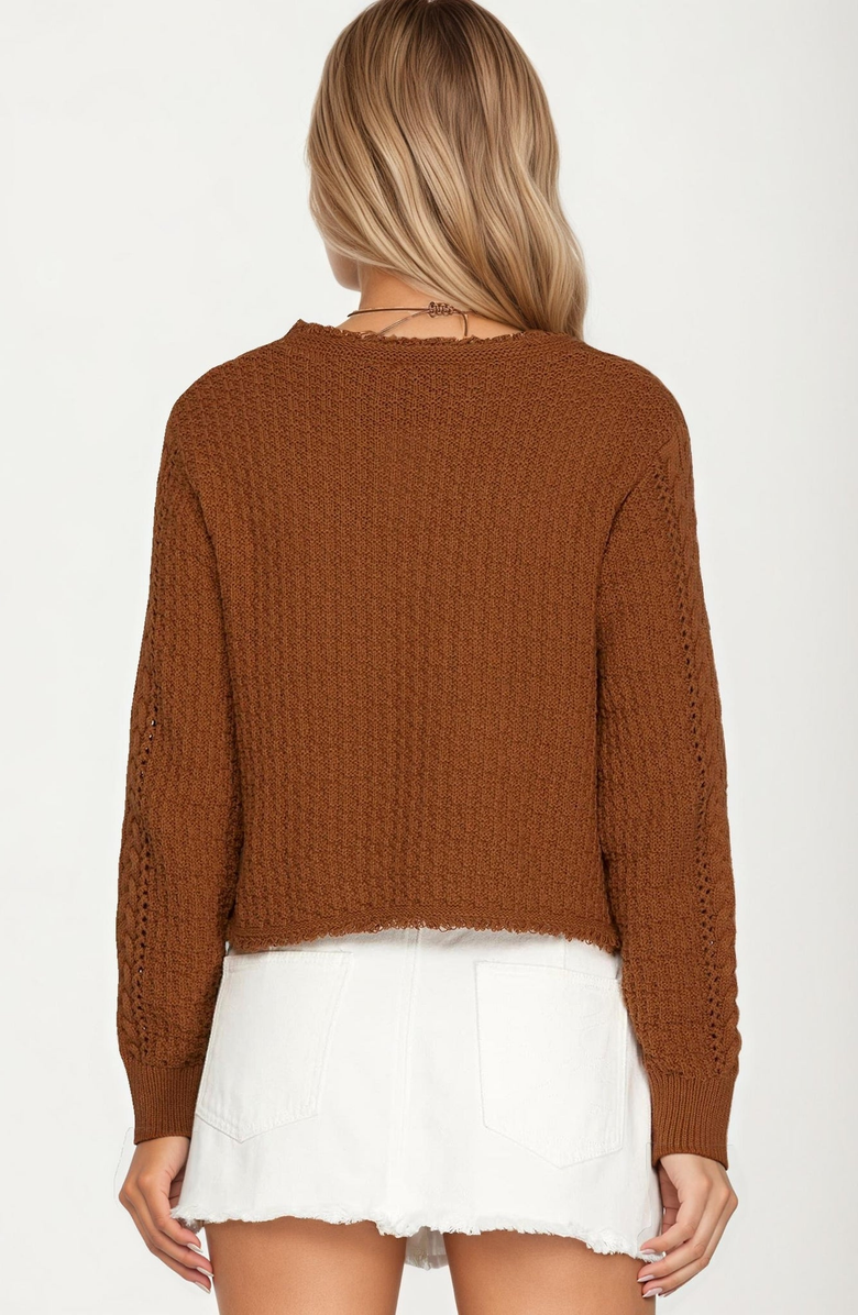 Knit and Lounge Cable Knit Tie Front Cardigan, Alternate, color,