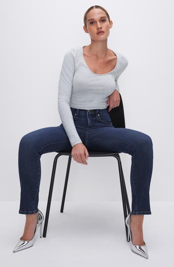 Good Classic Split Back Pocket Straight Leg Jeans