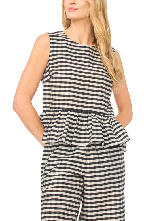 Ted Baker Colette Gingham Sleeveless Peplum Top In Black