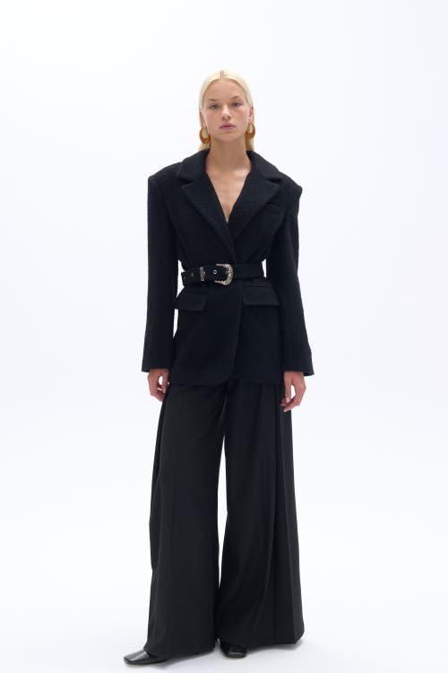 Shop Nocturne Self-belted Double Breasted Jacket In Black