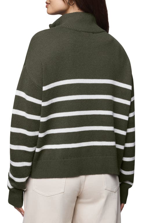 Splendid Georgie Stripe Oversize Quarter Zip Sweater In Green