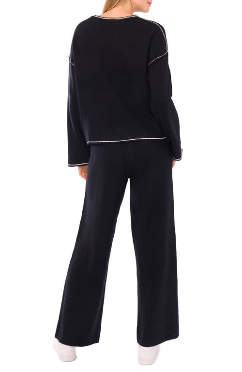 Vince Camuto V-neck Sweater & Pants Set In Black